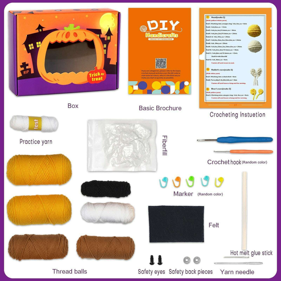 Pumpkin with Little Ghost. Halloween Amigurumi DIY Crochet Kit Wizardi F07N8-M102