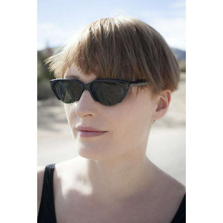 Punk Goth Semi-Rimless Half Frame Polygon Vintage Sunglass - Hazel