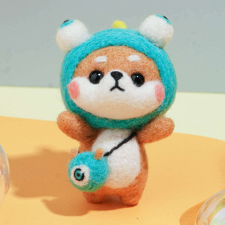 Puppy in Monster Costume Needle Felting Kit. Wizardi DIY Wool Craft Kit F07N8-W7