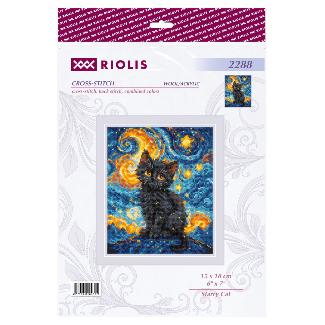 Starry Cat Counted Cross Stitch Kit by Riolis R2288