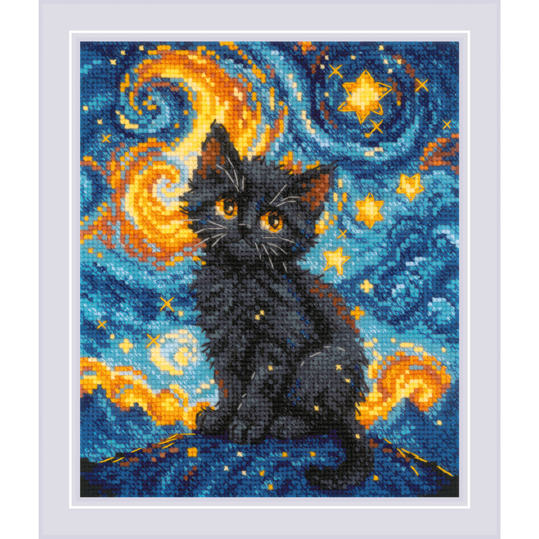 Starry Cat Counted Cross Stitch Kit by Riolis R2288