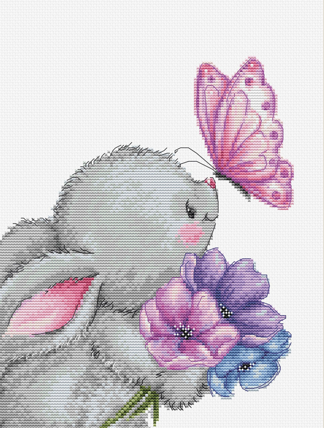 Rabbit and Butterfly B1235l Counted Cross-Stitch Kit