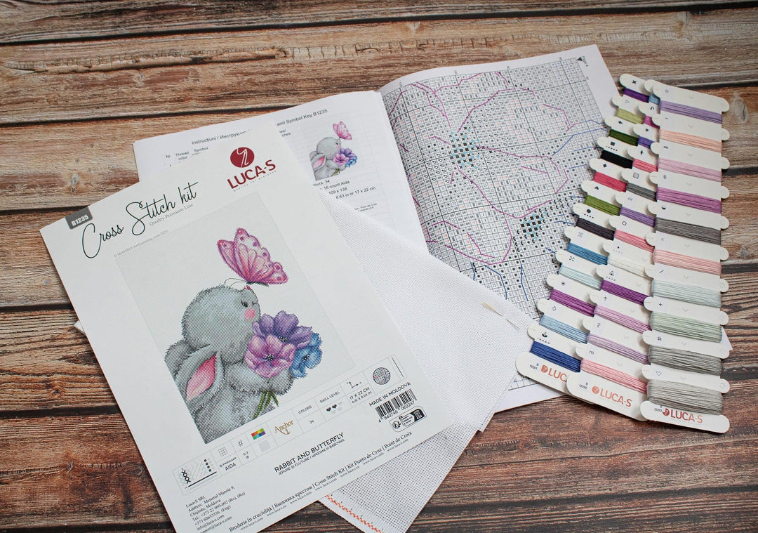 Rabbit and Butterfly B1235l Counted Cross-Stitch Kit