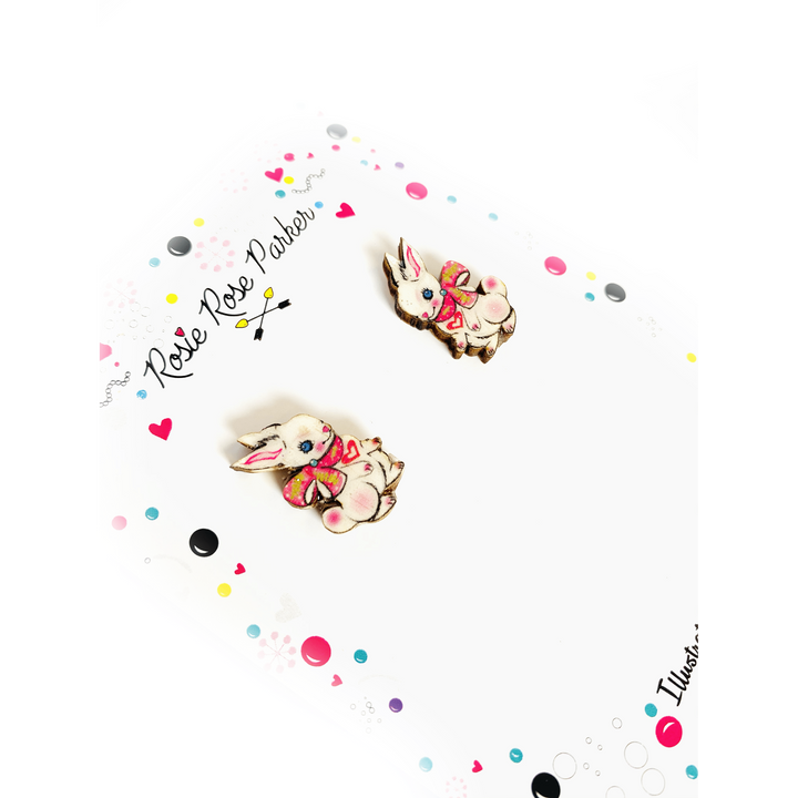 Rabbit Stud Earrings by Rosie Rose Parker