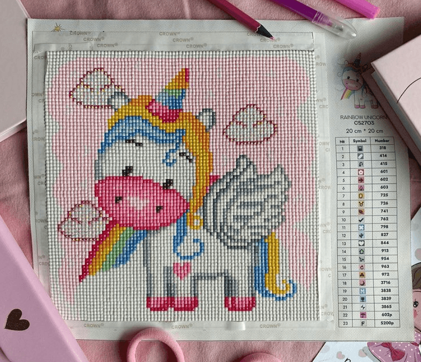 Rainbow Unicorn CS2703 7.9 x 7.9 inches Crafting Spark Diamond Painting Kit