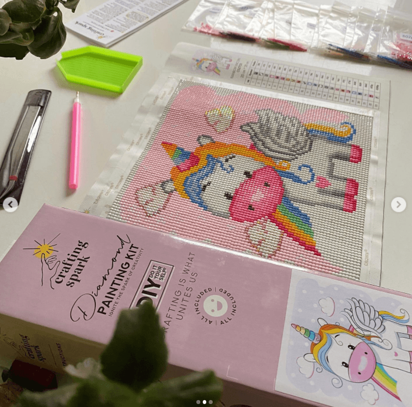 Rainbow Unicorn CS2703 7.9 x 7.9 inches Crafting Spark Diamond Painting Kit
