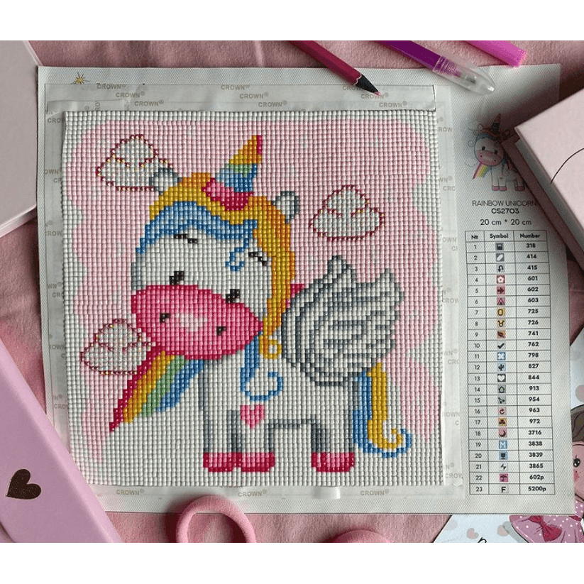 Rainbow Unicorn CS2703 7.9 x 7.9 inches Crafting Spark Diamond Painting Kit