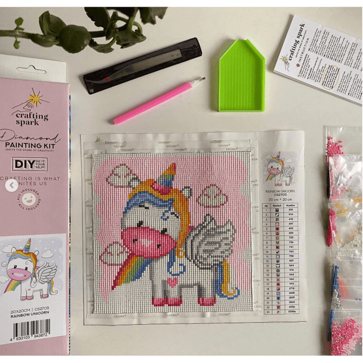Rainbow Unicorn CS2703 7.9 x 7.9 inches Crafting Spark Diamond Painting Kit