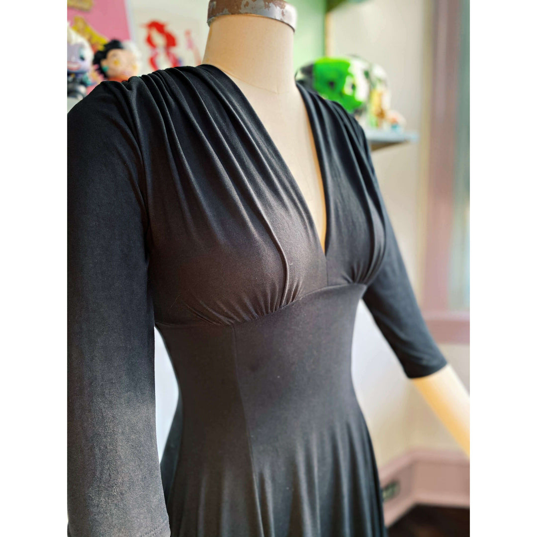 Raquel 3/4 Sleeve Black Knit Maxi Dress