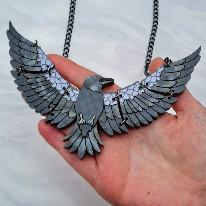 Raven in Flight Statement Necklace by Cherryloco Jewellery 3