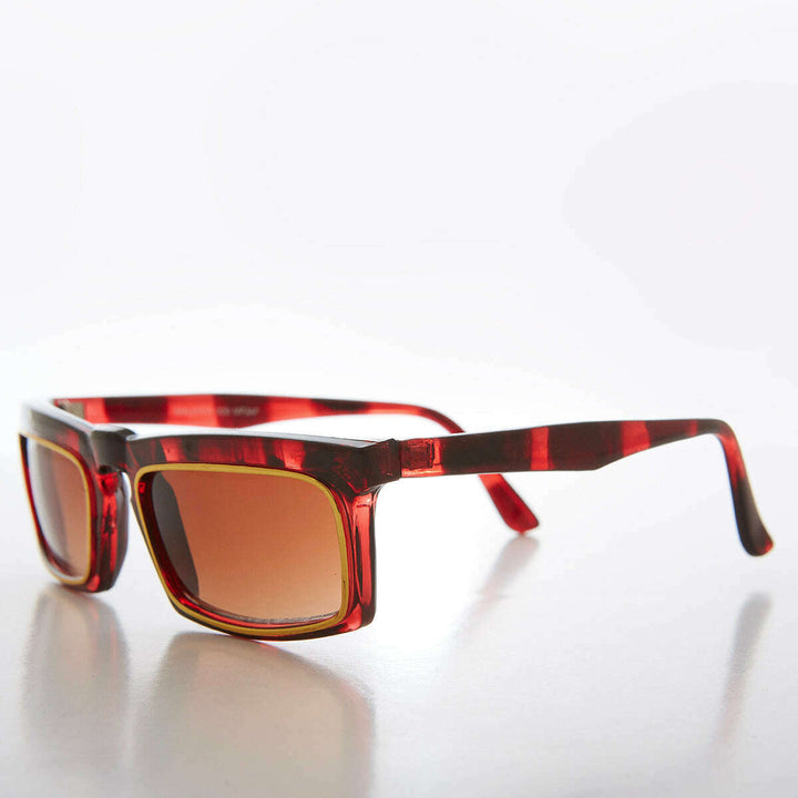 Rectangular 90s Sunglass with Gold Rim - Tandy