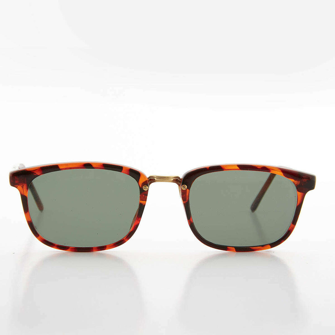 Rectangular Preppy Vintage Horn Rim Sunglass with Glass Lens - Spence