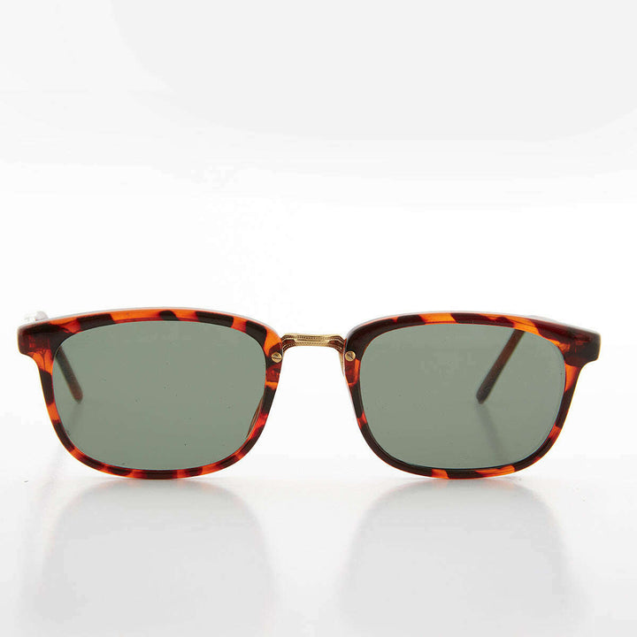 Rectangular Preppy Vintage Horn Rim Sunglass with Glass Lens - Spence