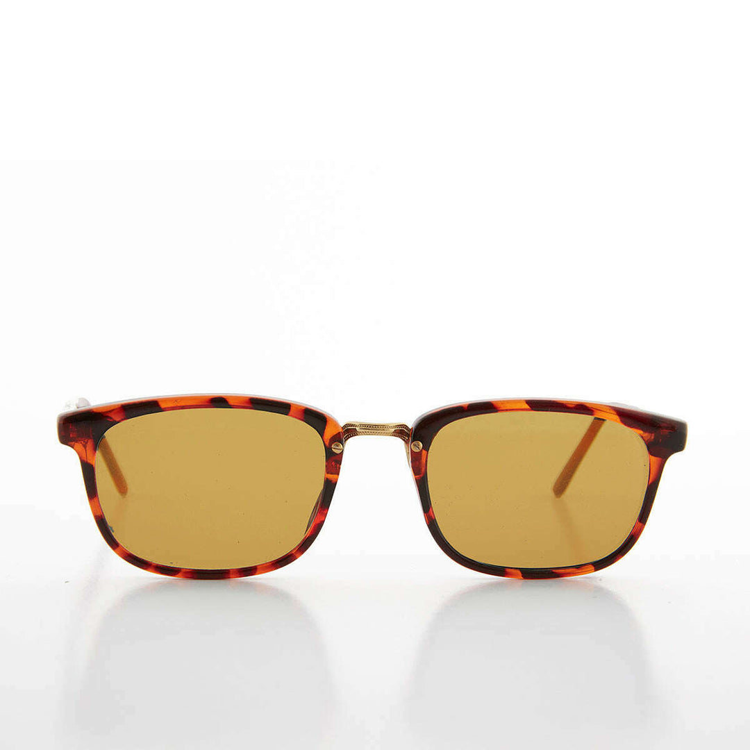 Rectangular Preppy Vintage Horn Rim Sunglass with Glass Lens - Spence