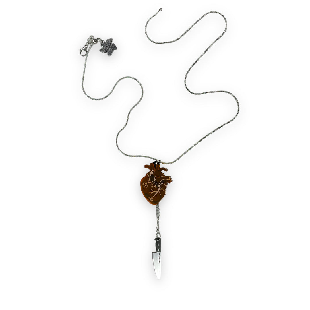Chopped Heart Necklace - Drop Dead Red