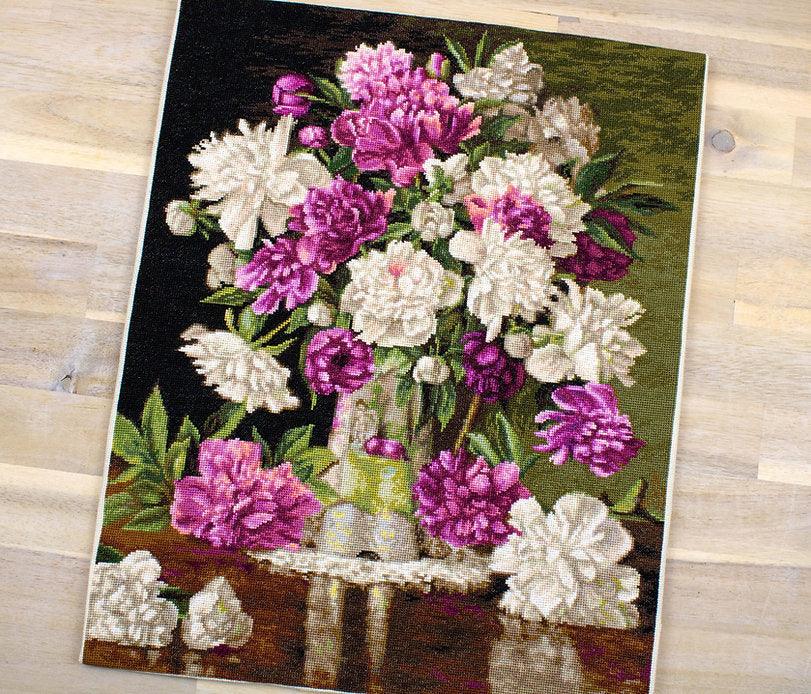 Red and White Peonies B608L Counted Cross-Stitch Kit