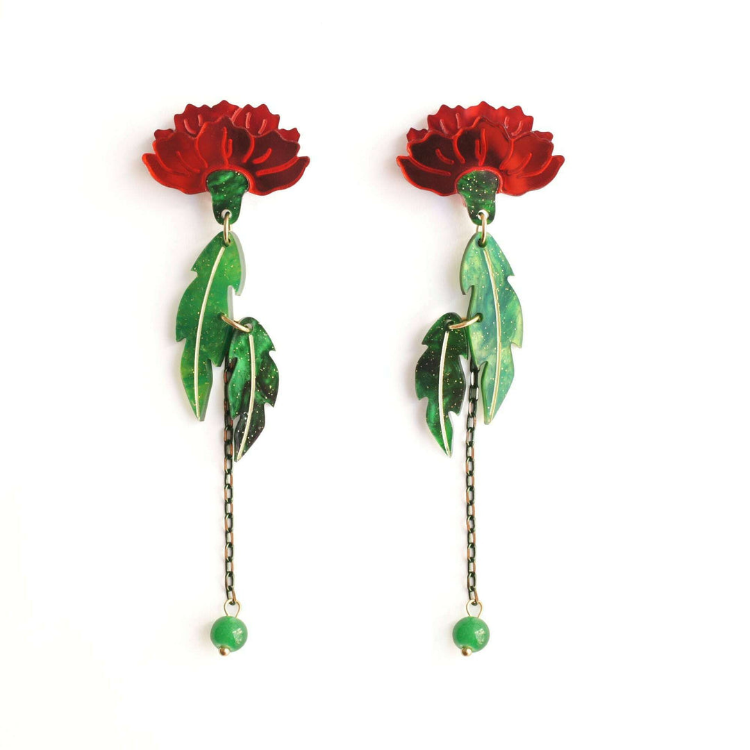 Red Carnation Earrings