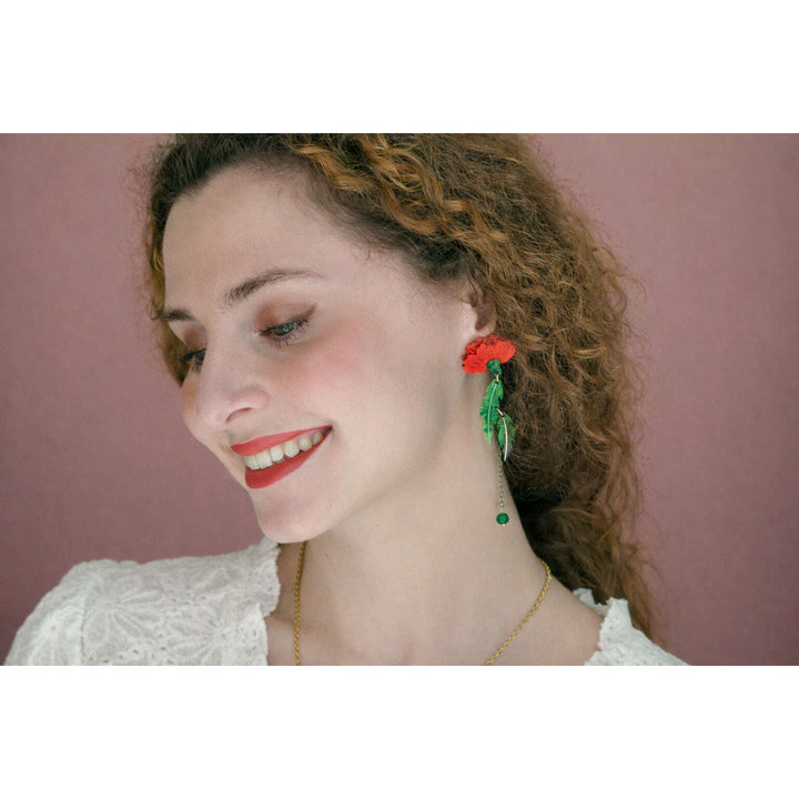 Red Carnation Earrings – view 2