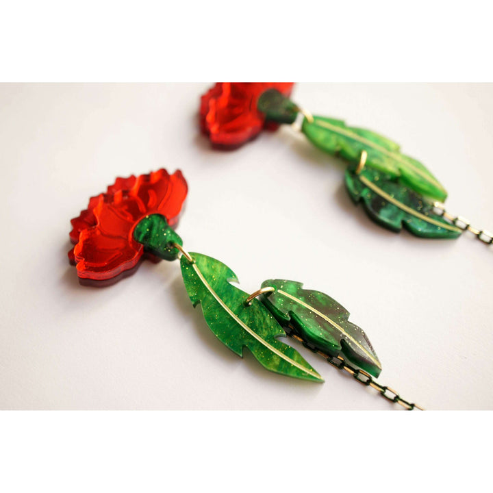 Red Carnation Earrings – view 3