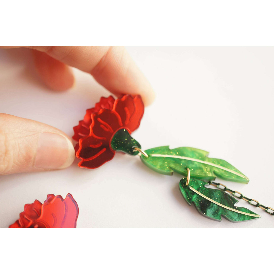 Red Carnation Earrings – view 4