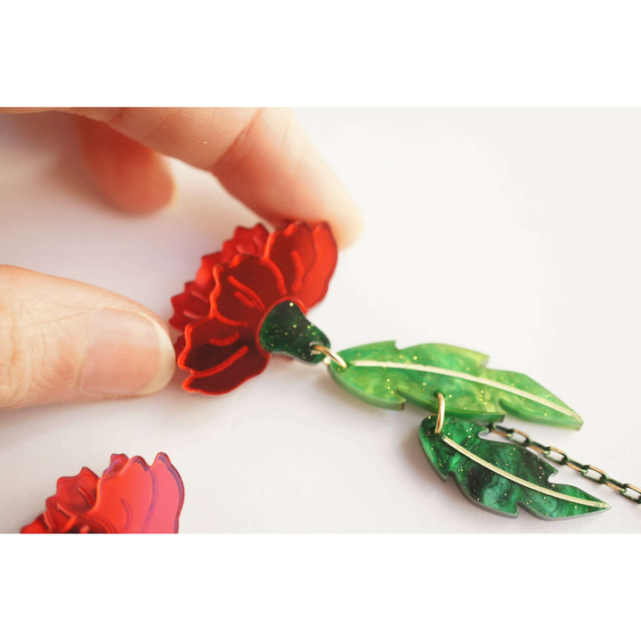 Red Carnation Earrings – view 4