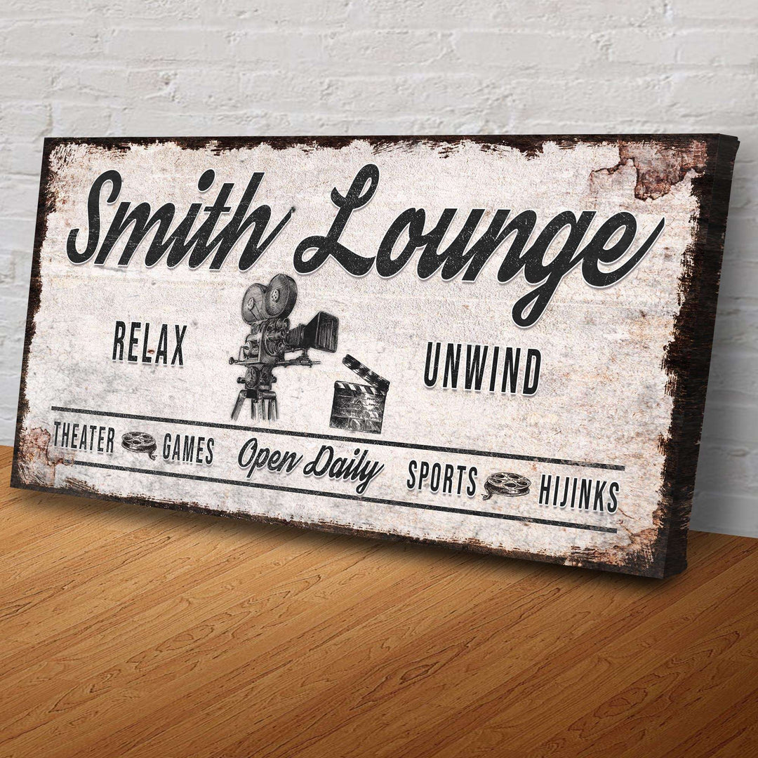 Relax Unwind Theatre Lounge Sign