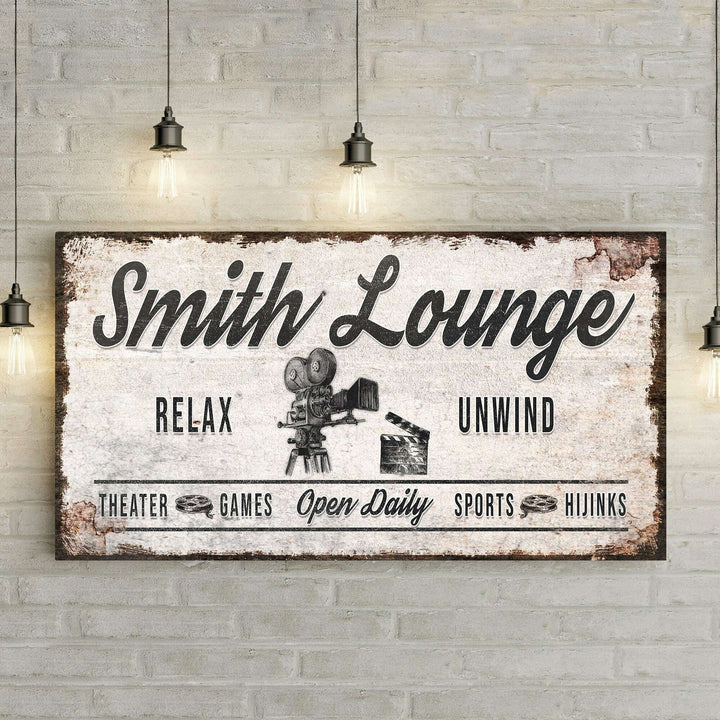 Relax Unwind Theatre Lounge Sign