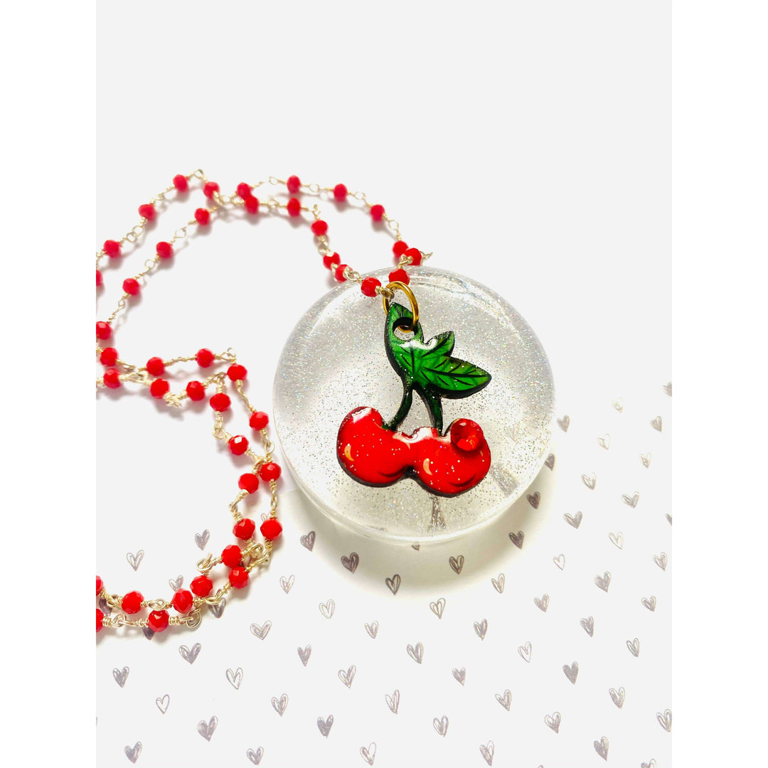Retro Cherry Beaded Necklace by Rosie Rose Parker