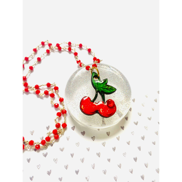 Retro Cherry Beaded Necklace by Rosie Rose Parker