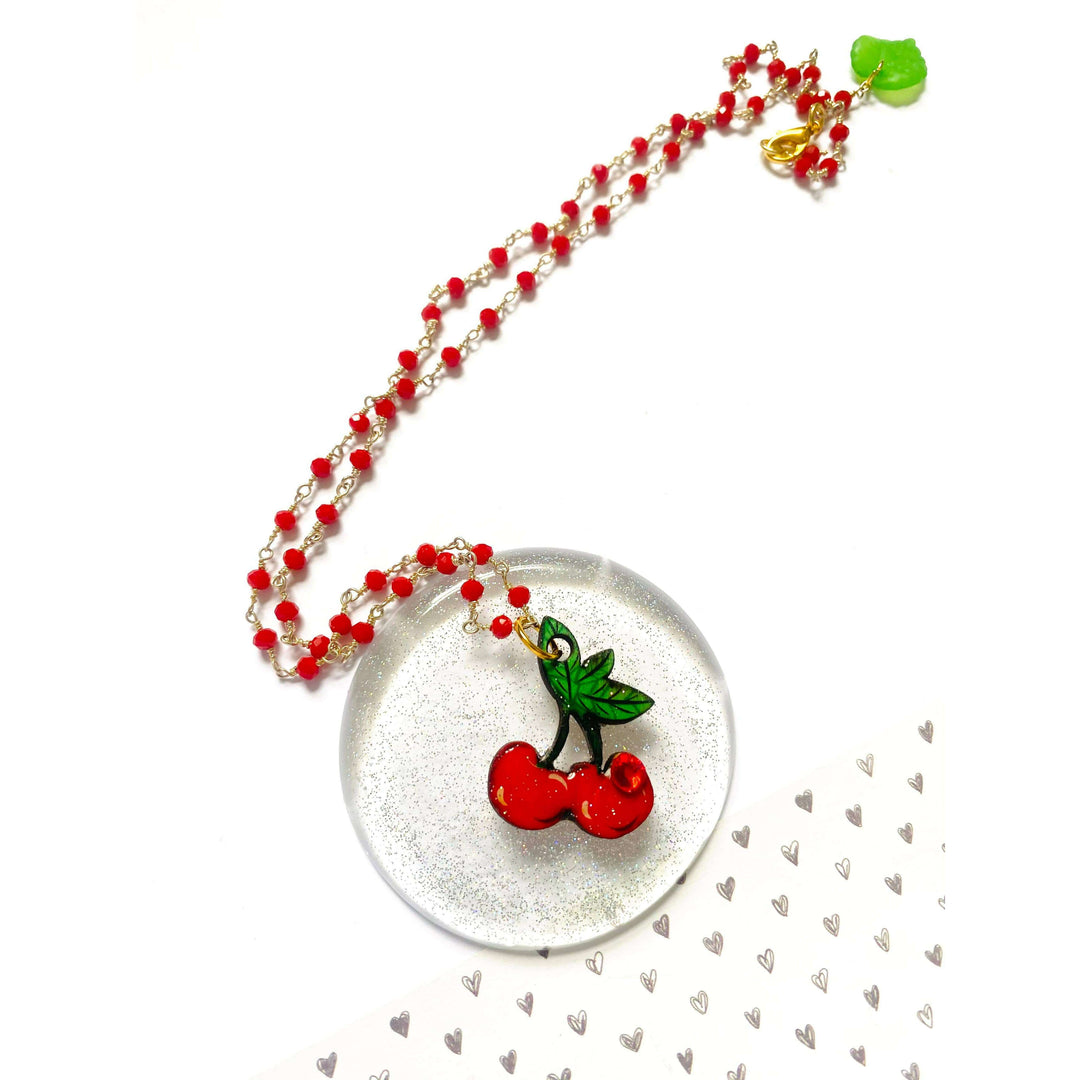 Retro Cherry Beaded Necklace by Rosie Rose Parker