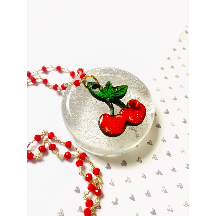 Retro Cherry Beaded Necklace by Rosie Rose Parker