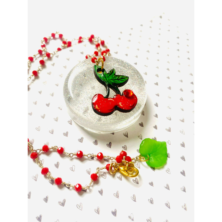 Retro Cherry Beaded Necklace by Rosie Rose Parker