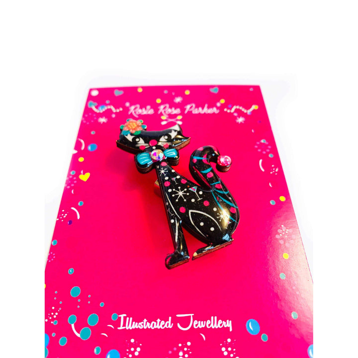 Retro Dapper Atomic Cat Brooch by Rosie Rose Parker