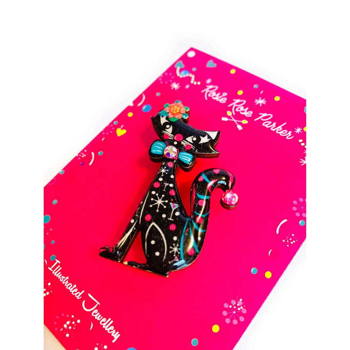 Retro Dapper Atomic Cat Brooch by Rosie Rose Parker