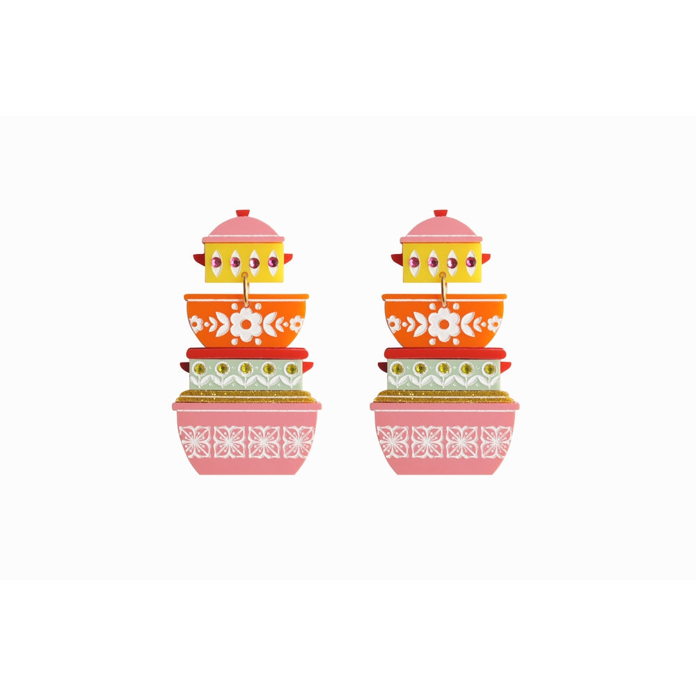 Retro Pyrex Container Earrings by Laliblue 