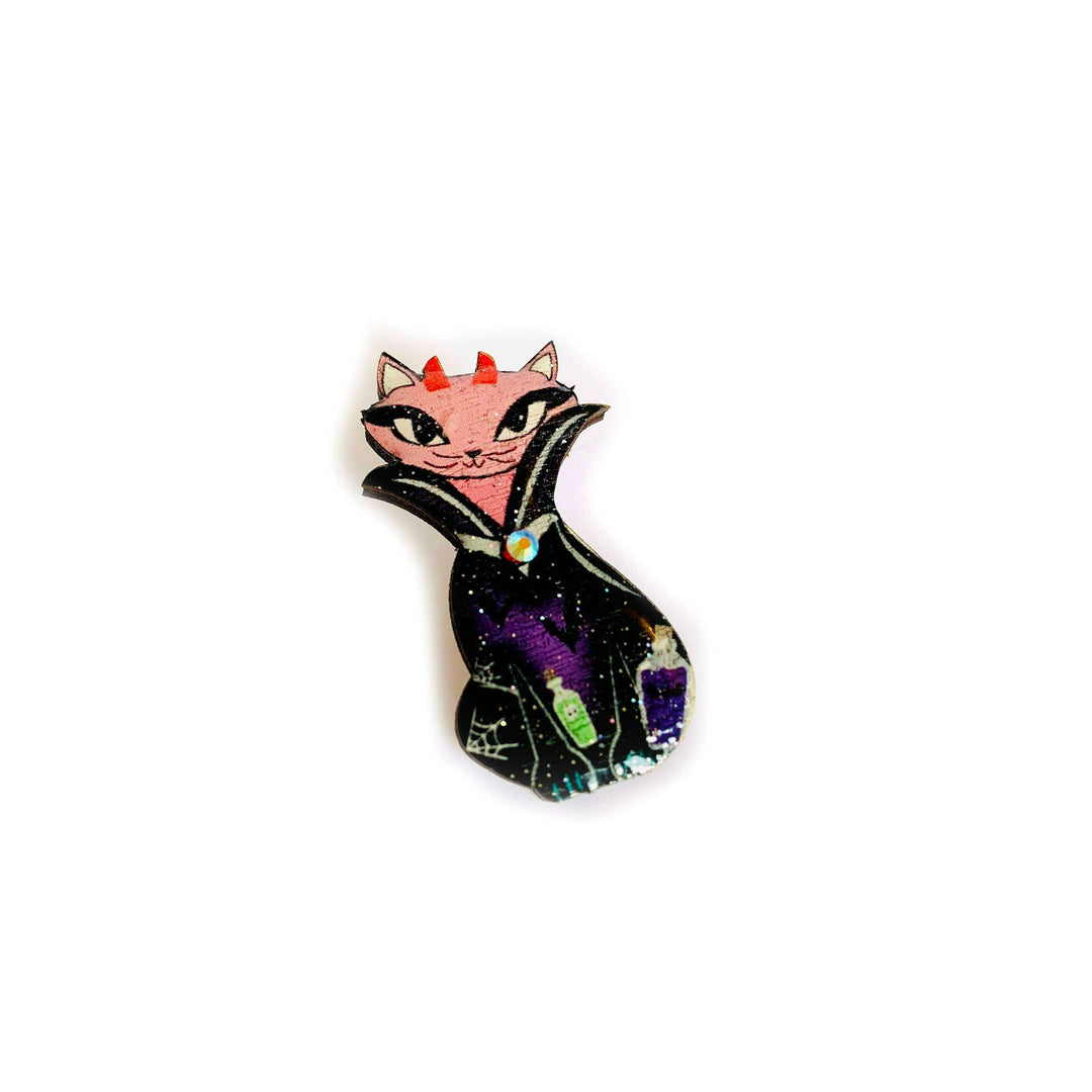 Retro Vampire Cat Pin by Rosie Rose Parker