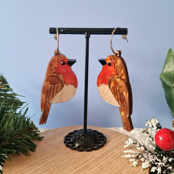 Robin Redbreast Dangle Earrings by Cherryloco Jewellery 5