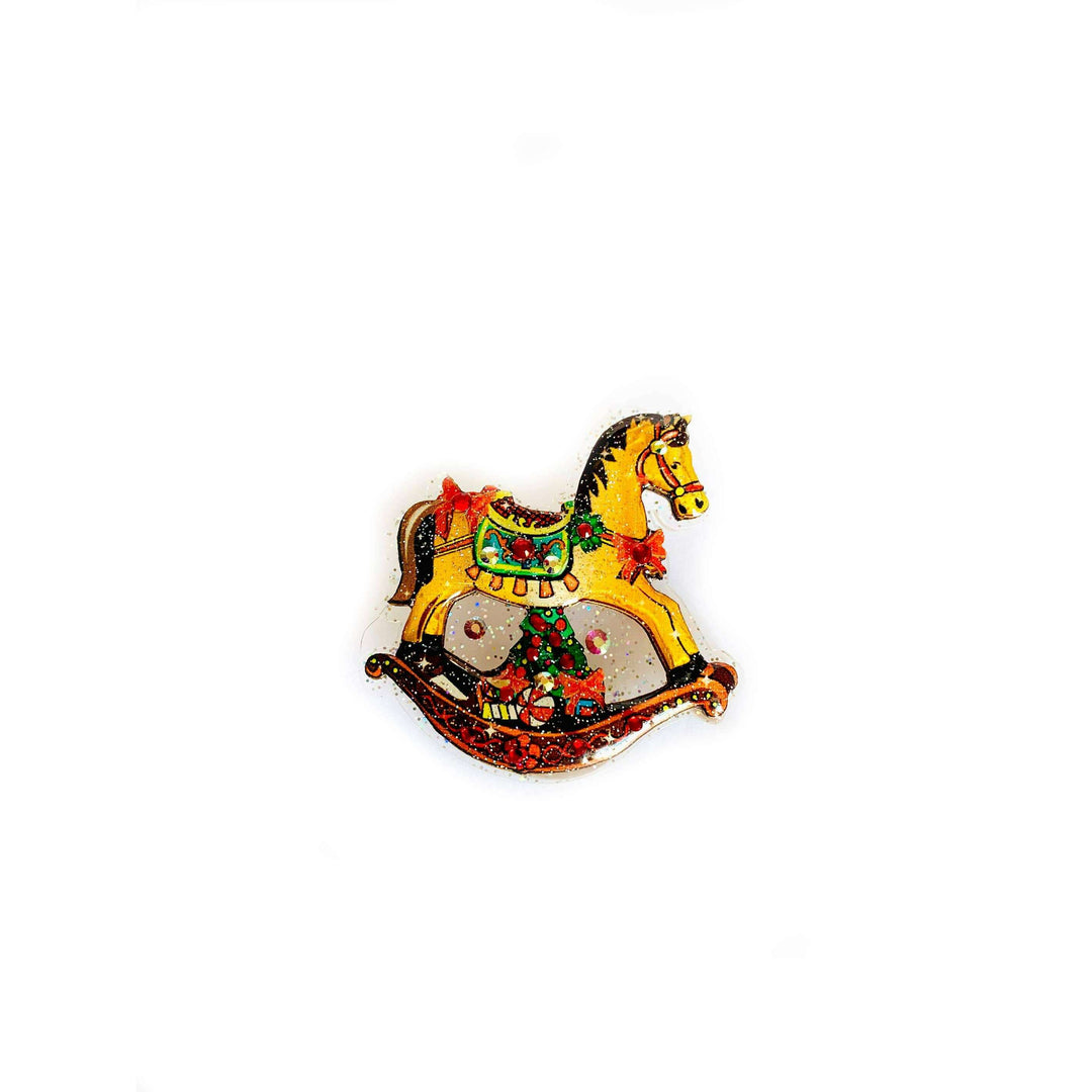 Rocking Horse Christmas Brooch by Rosie Rose Parker