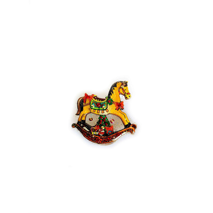 Rocking Horse Christmas Brooch by Rosie Rose Parker