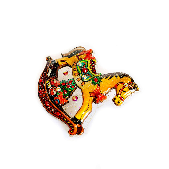 Rocking Horse Christmas Brooch by Rosie Rose Parker