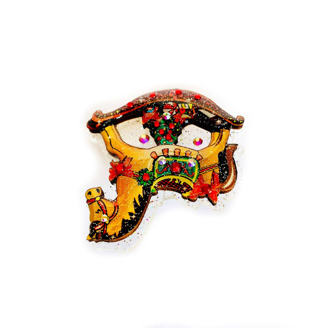 Rocking Horse Christmas Brooch by Rosie Rose Parker