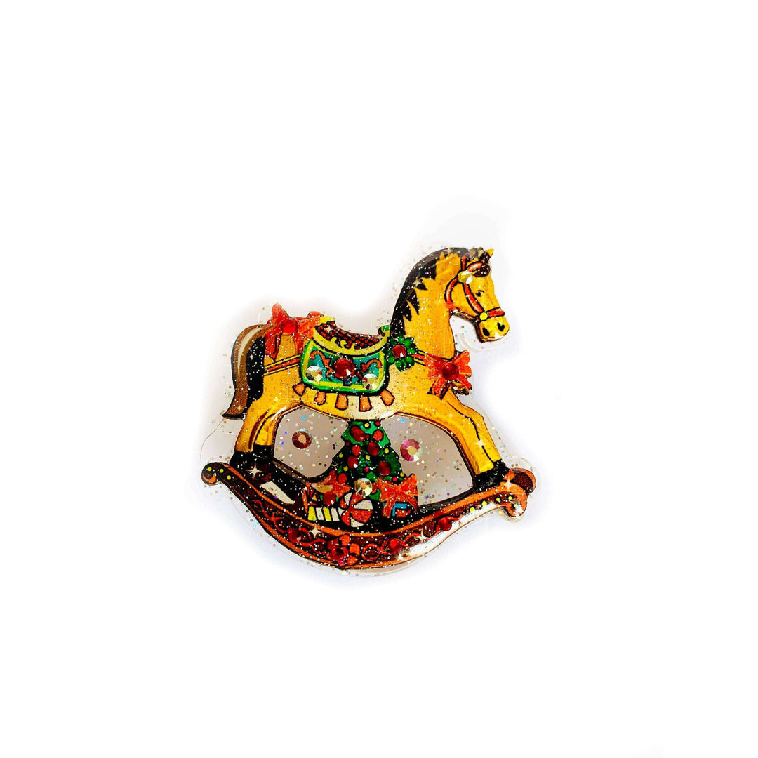 Rocking Horse Christmas Brooch by Rosie Rose Parker