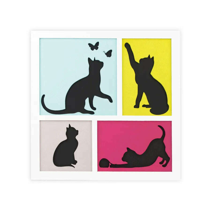 Rosa Talent 4 Cats - 3D Painting on Fiberboard Set. Create Your DIY Decoration. Primed. 3 Layers. 11.81*11.81 inches.