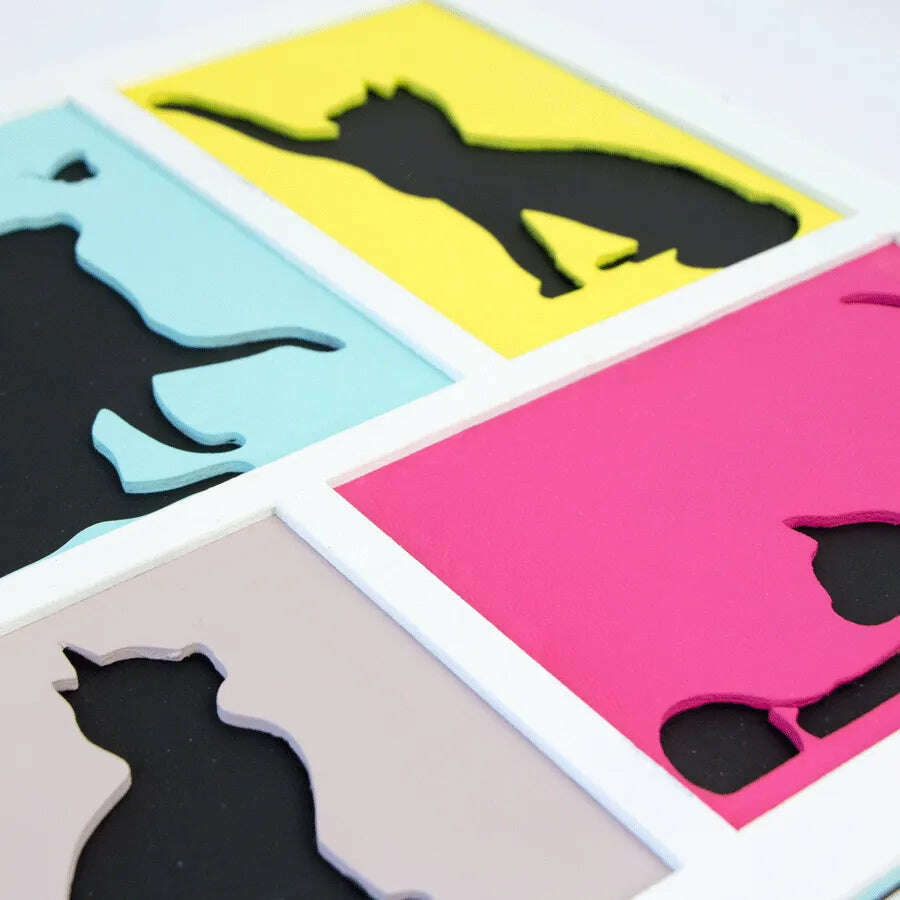 Rosa Talent 4 Cats - 3D Painting on Fiberboard Set. Create Your DIY Decoration. Primed. 3 Layers. 11.81*11.81 inches.