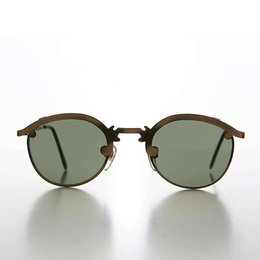 Round 90s Metal Unique Sunglass with Arrow Nose Bridge - Charmer
