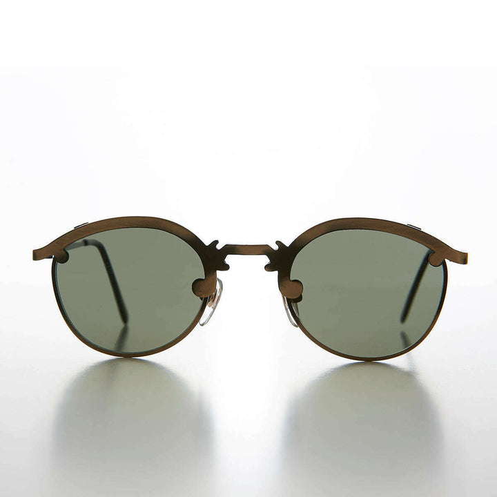 Round 90s Metal Unique Sunglass with Arrow Nose Bridge - Charmer
