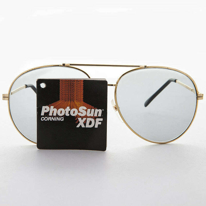 Round Aviator Sunglass with Transition Corning Glass Lens - Bermuda