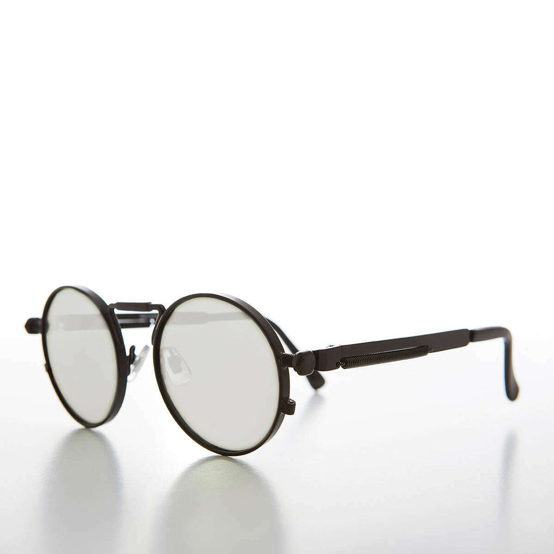 Round Black Metal Goth Steampunk Sunglass - Ivan 2