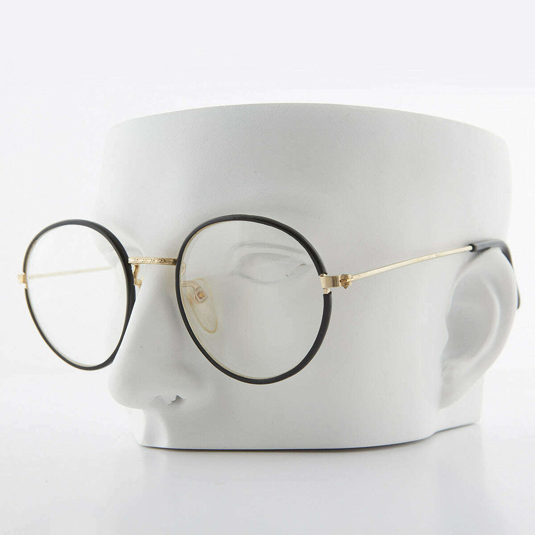 Round Black Preppy Polo Style Clear Lens Glasses - Einstein 2