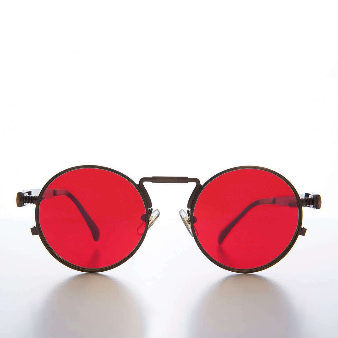 Round Bronze Metal Goth Steampunk Sunglass - Ivan 3